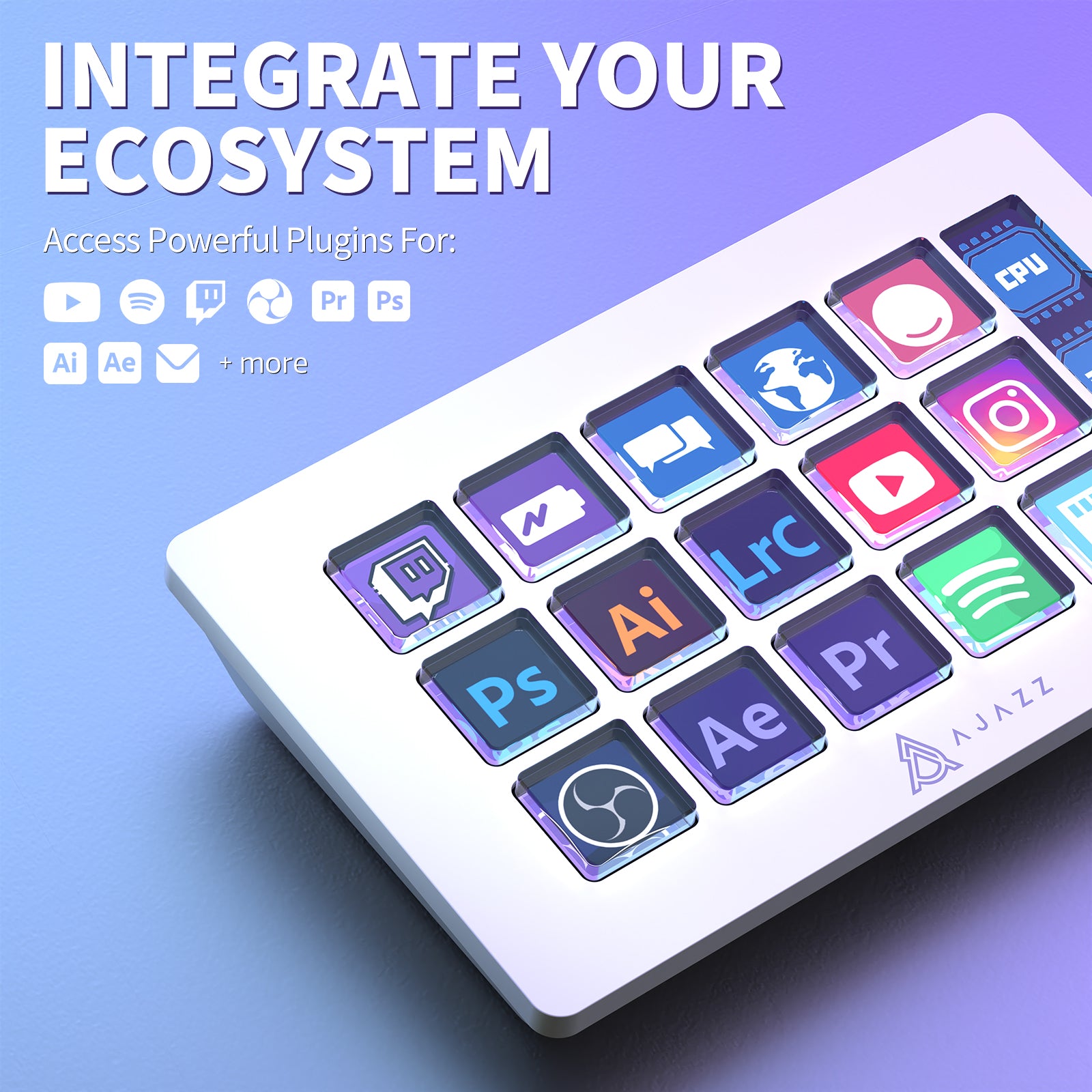 AJAZZ AKP153 Stream Deck with customizable buttons for software integration.