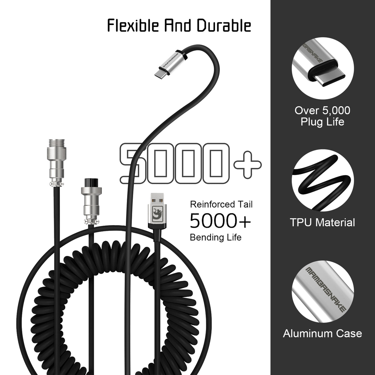 Cable en espiral ATTACK SHARK x MAMBASNAKE C01