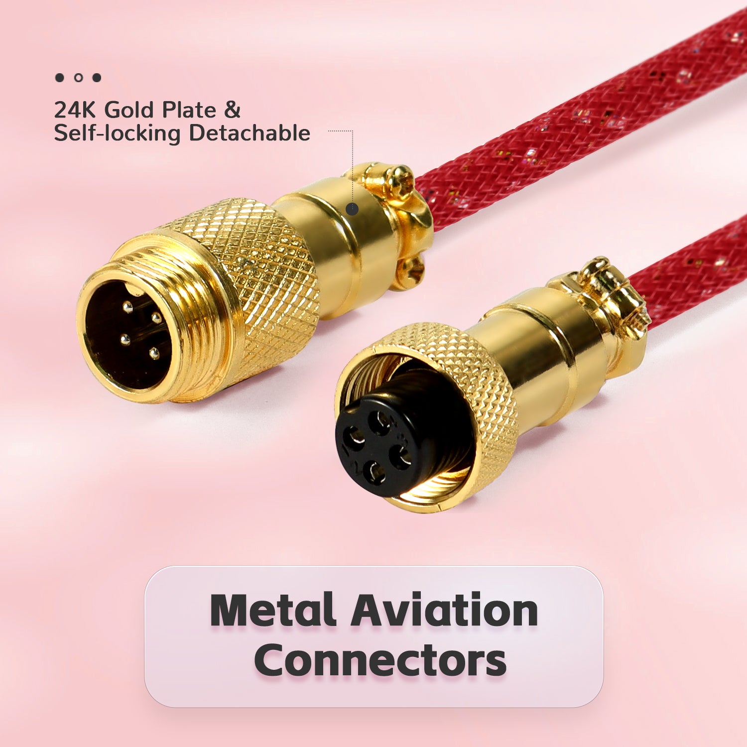 24K gold-plated metal aviation connectors for detachable USB-C keyboard cable