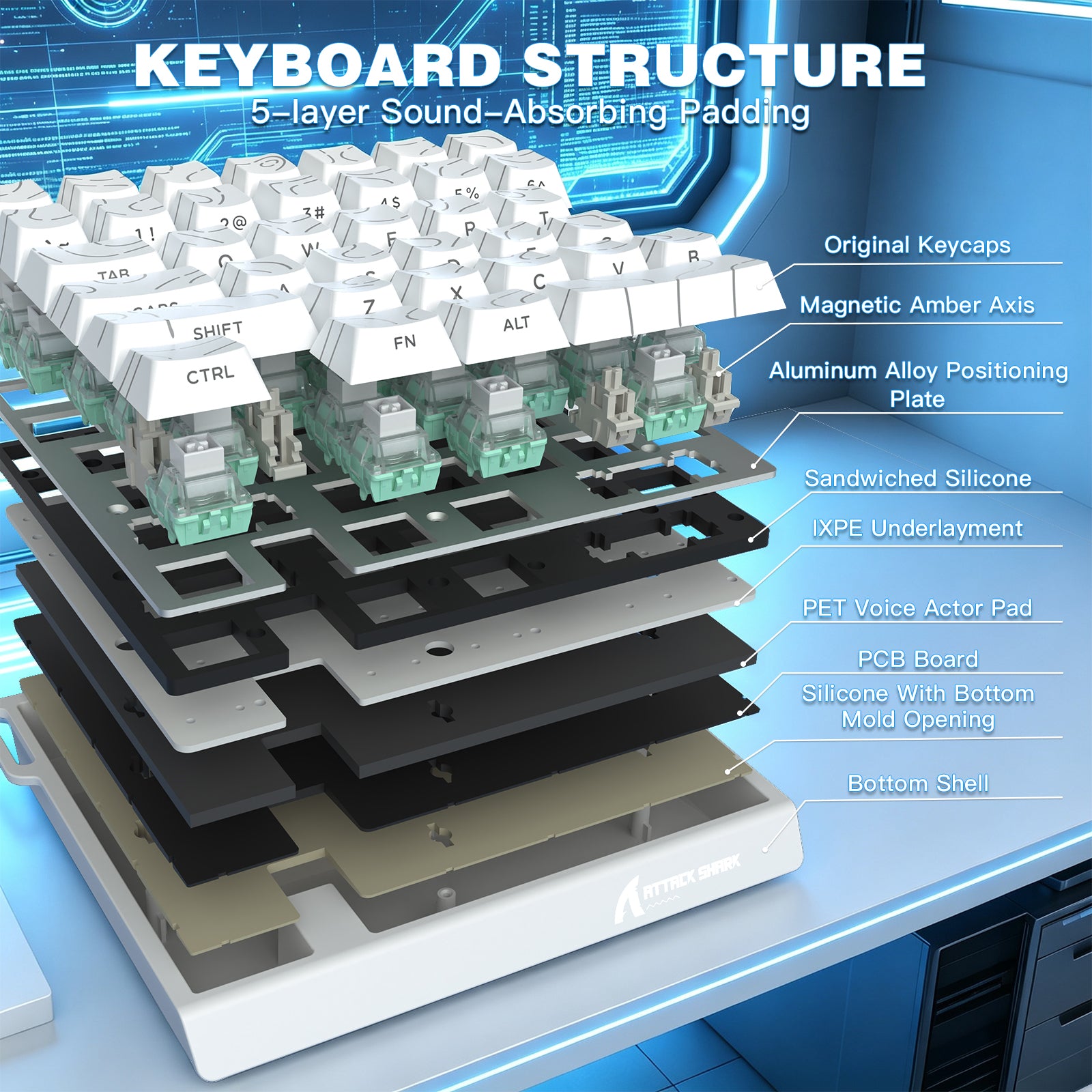 Teclado con interruptor magnético de una mano ATTACK SHARK M36 HE