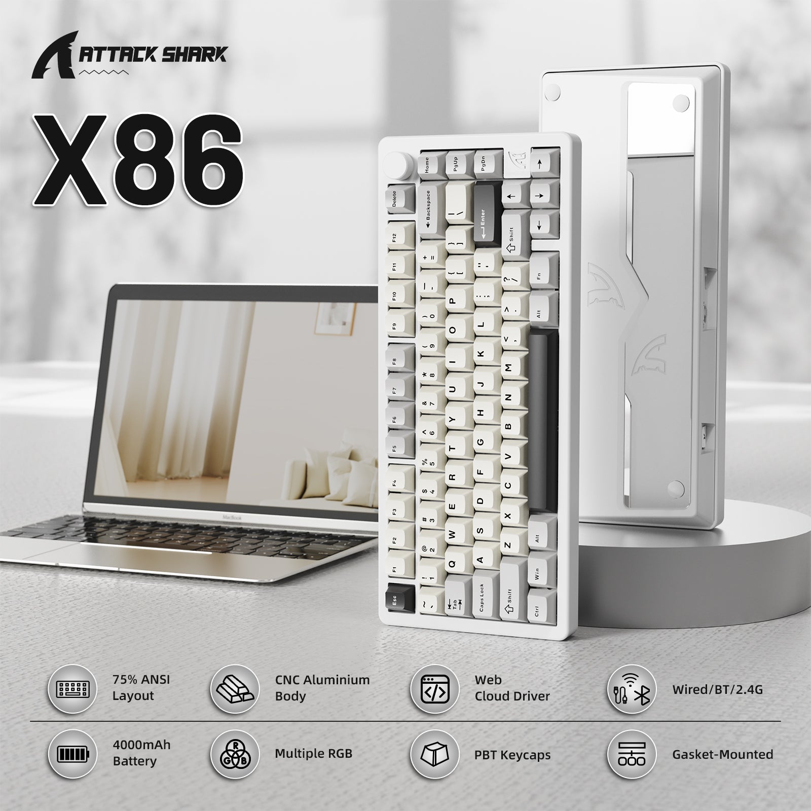 Teclado de aluminio completo ATTACK SHARK X86