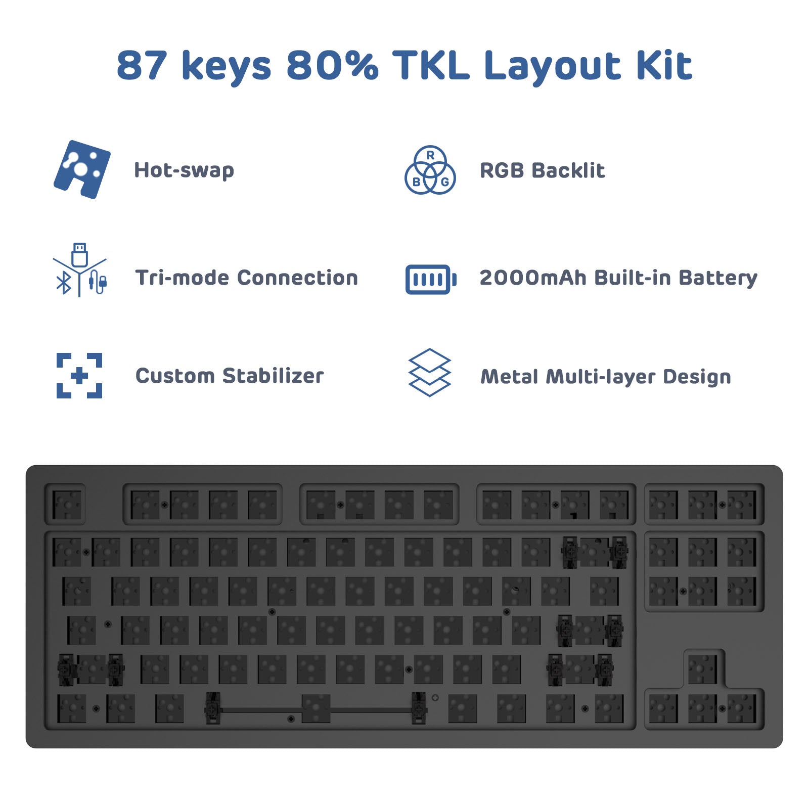 AJAZZ AKC087 TKL mechanical keyboard layout with hot-swap and RGB features.