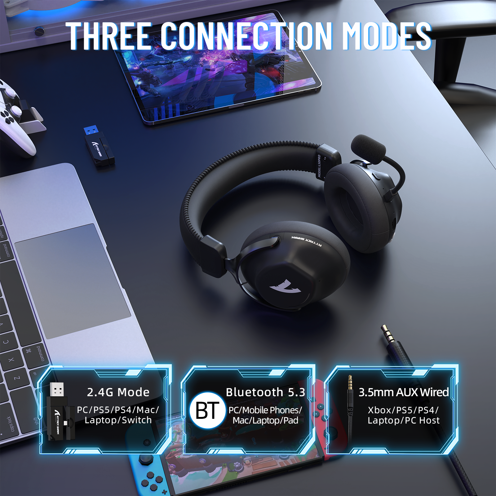 Auriculares inalámbricos para juegos ATTACK SHARK L50 PRO con modo triple