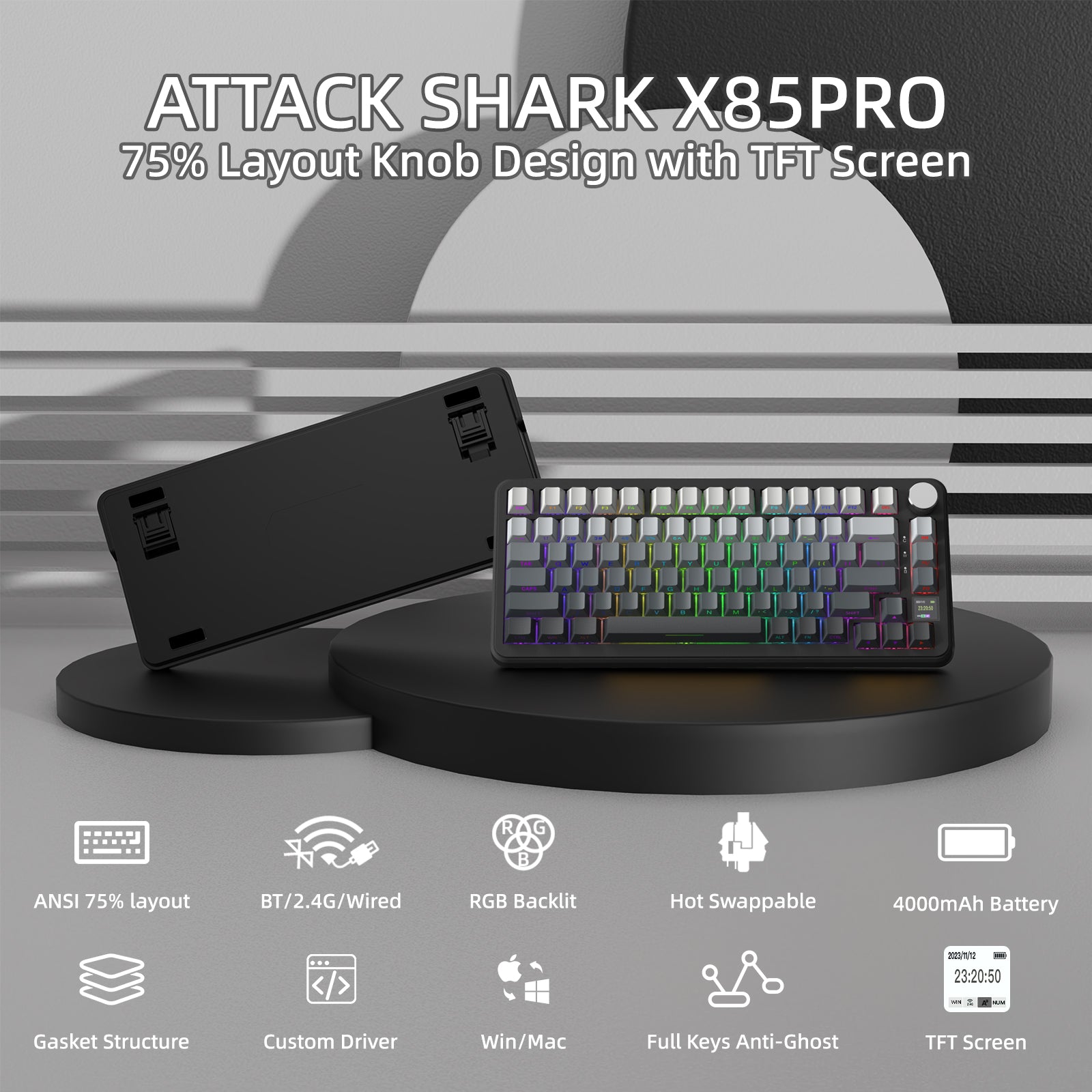 Teclado mecánico con junta de tres modos ATTACK SHARK X85PRO