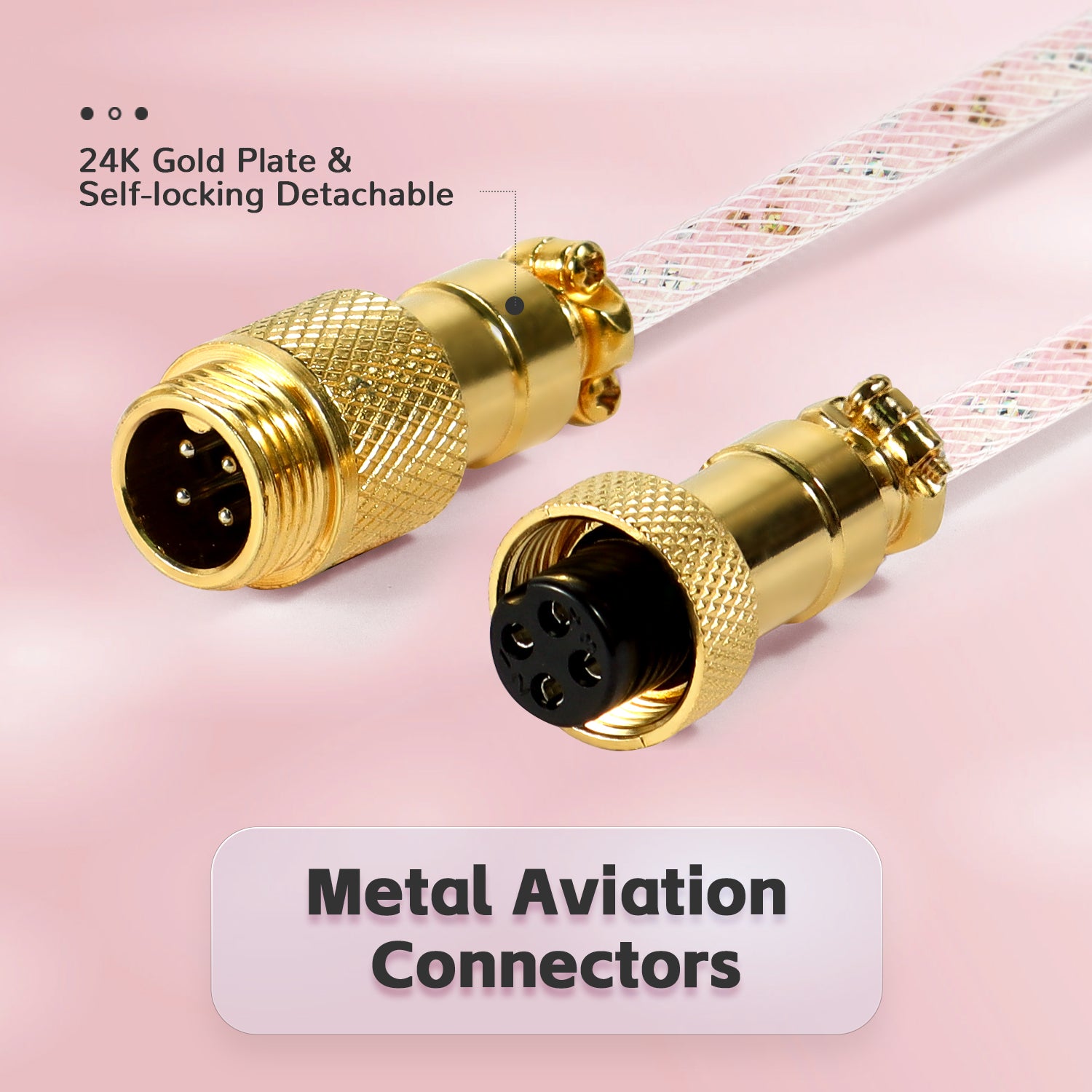 24K gold-plated metal aviation connectors for detachable USB-C keyboard cable