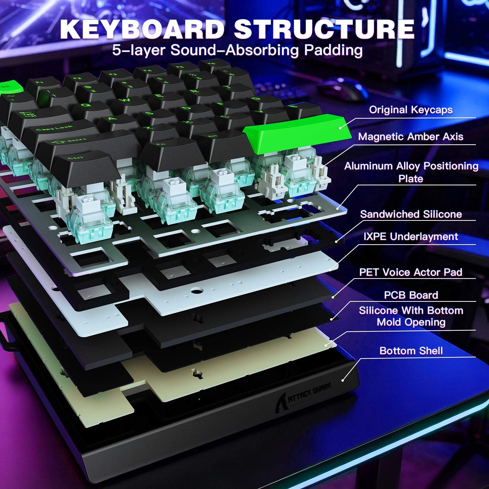 Teclado con interruptor magnético de una mano ATTACK SHARK M36 HE