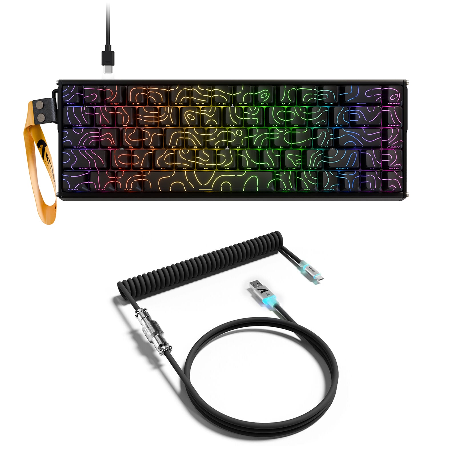 Teclado ATTACK SHARK X68MAX HE de aluminio CNC con interruptor magnético y cable en espiral C01Ultra RGB.