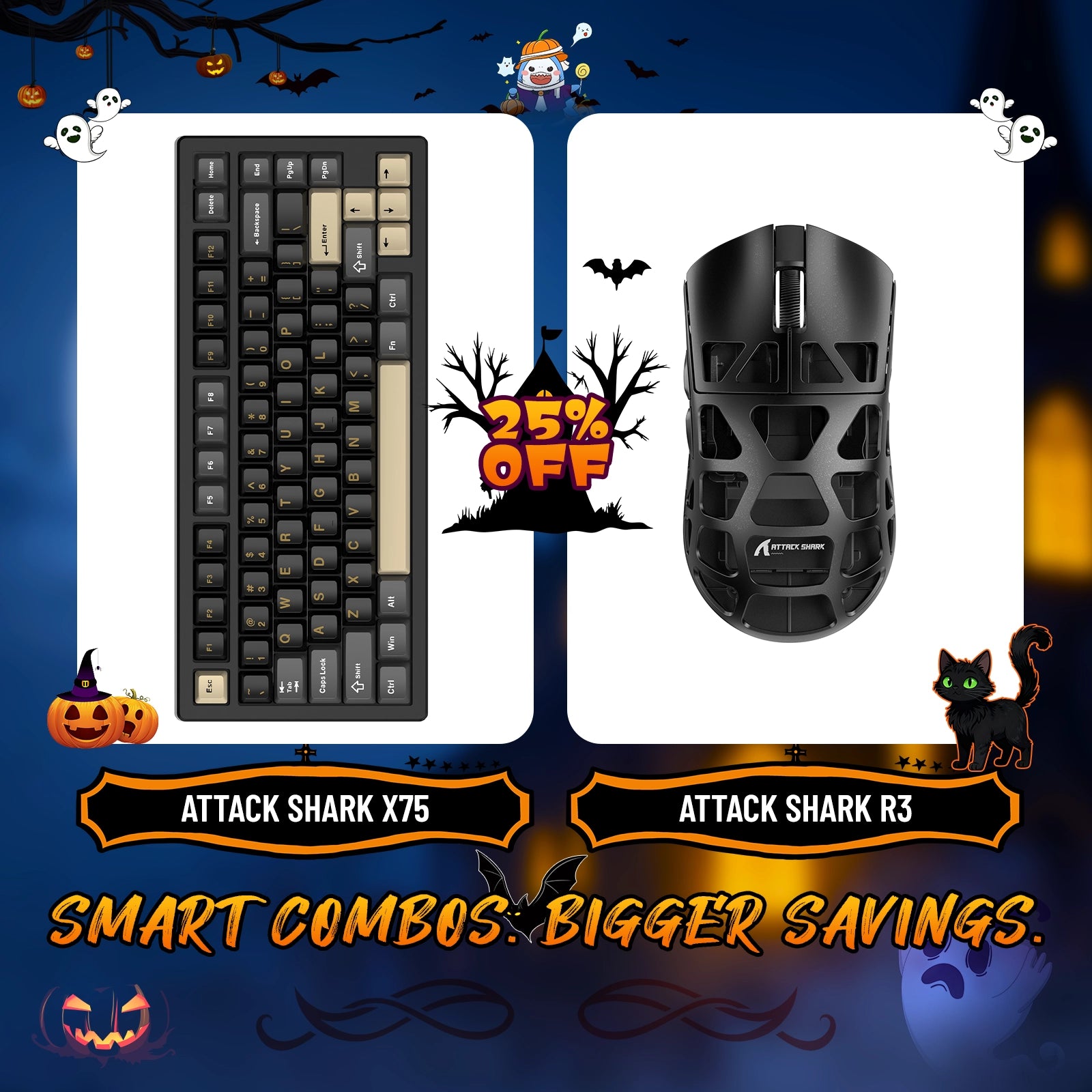 Paquete de teclado de aluminio completo ATTACK SHARK X75 + ratón para juegos de aleación de magnesio R3