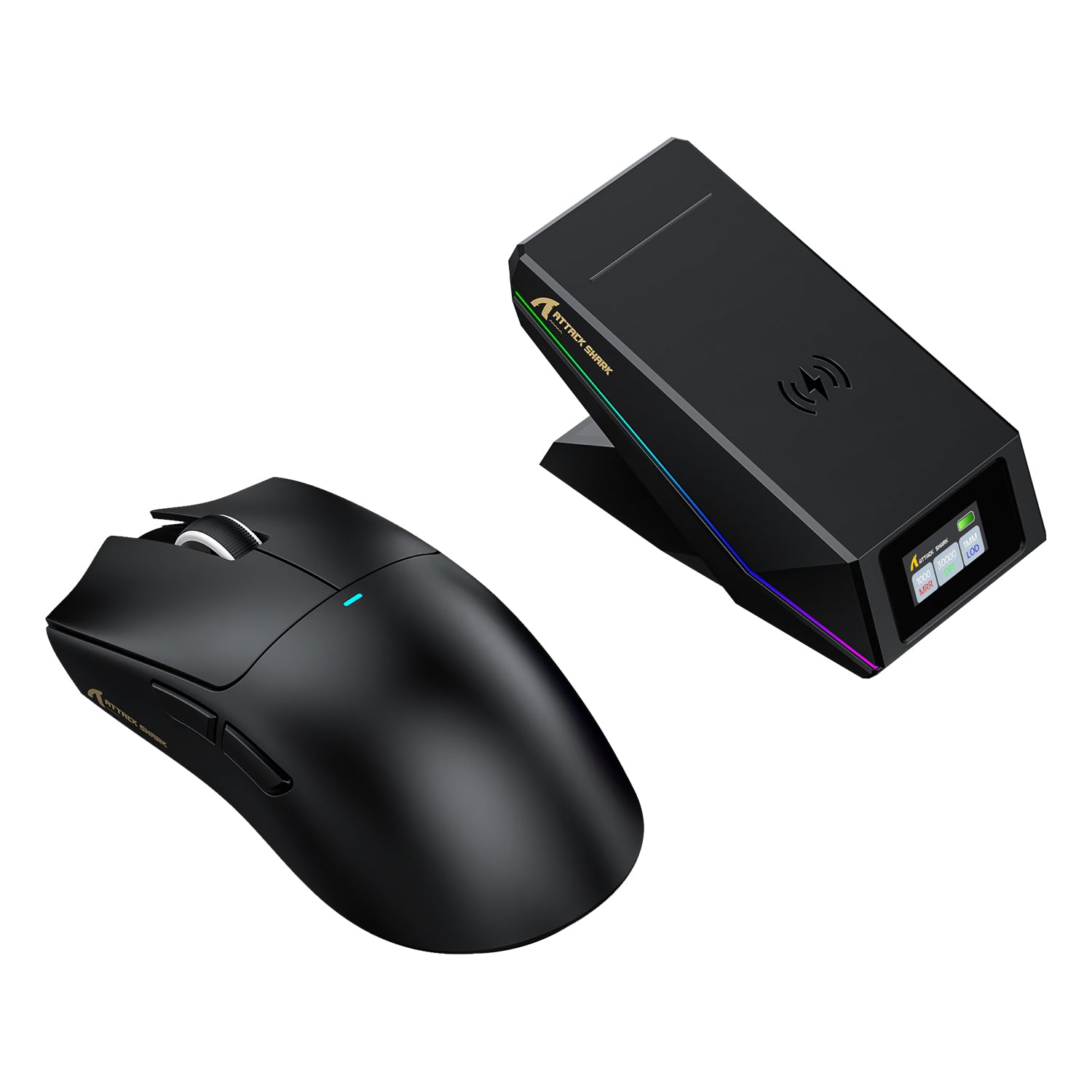 Ratón inalámbrico para juegos ATTACK SHARK X11 PRO V2 con pantalla TFT y base de carga con cable en espiral C06