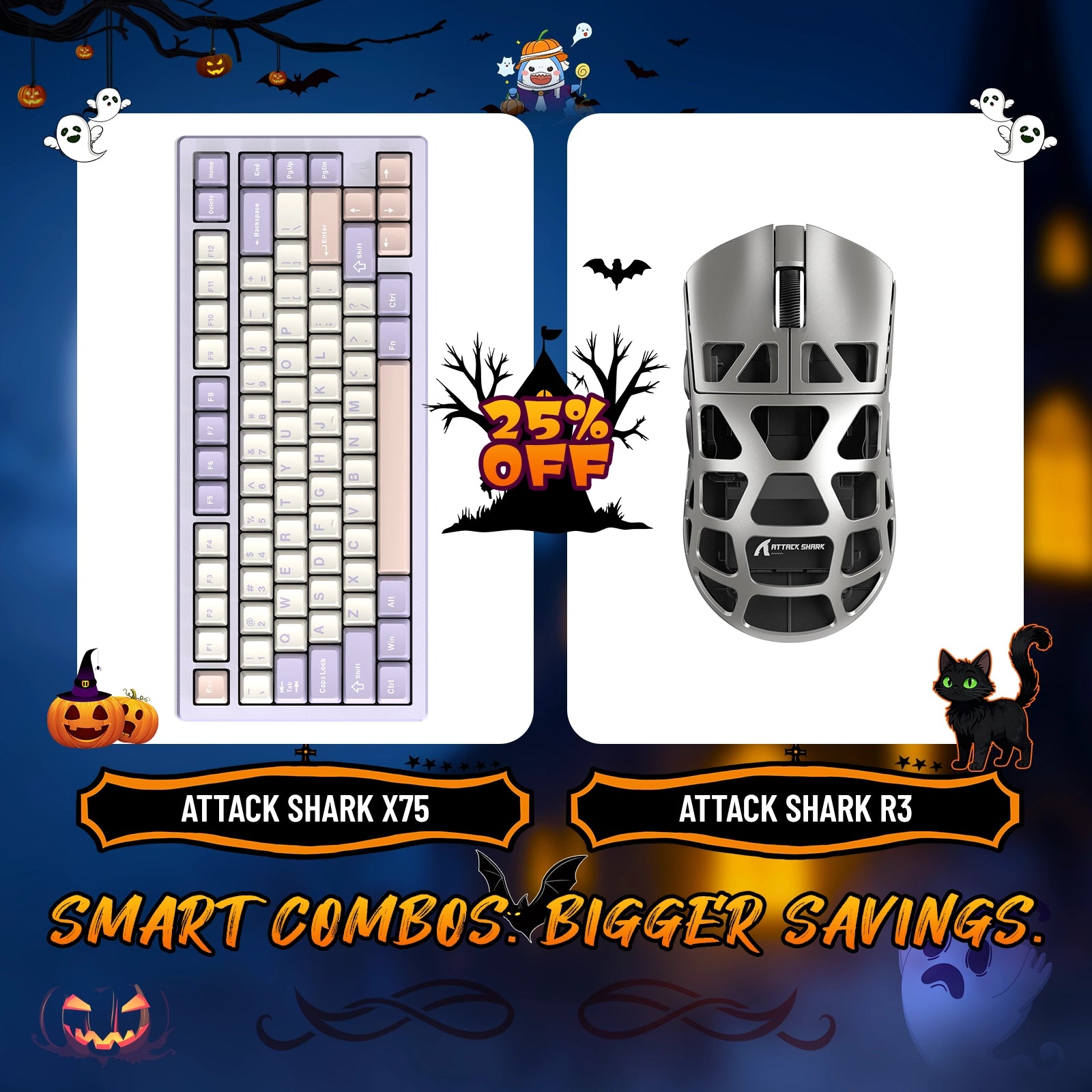 Paquete de teclado de aluminio completo ATTACK SHARK X75 + ratón para juegos de aleación de magnesio R3