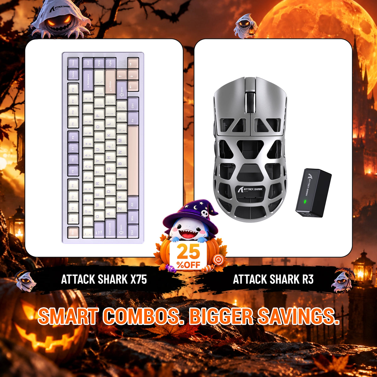Paquete ATTACK SHARK X75 teclado de aluminio completo + ratón para juegos de aleación de magnesio R3