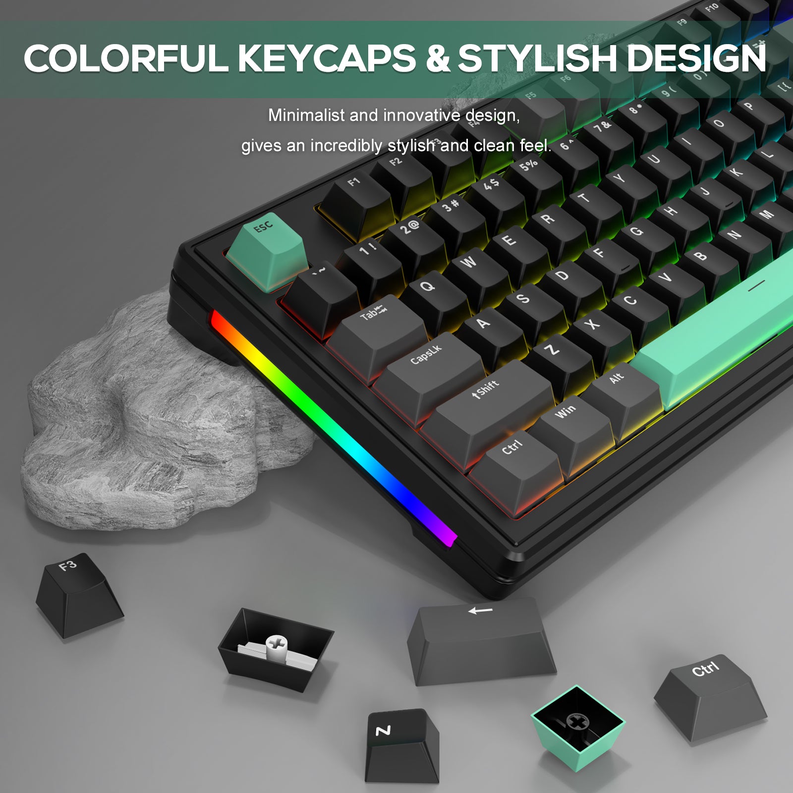 Attack Shark M87 keyboard with colorful keycaps and stylish design.