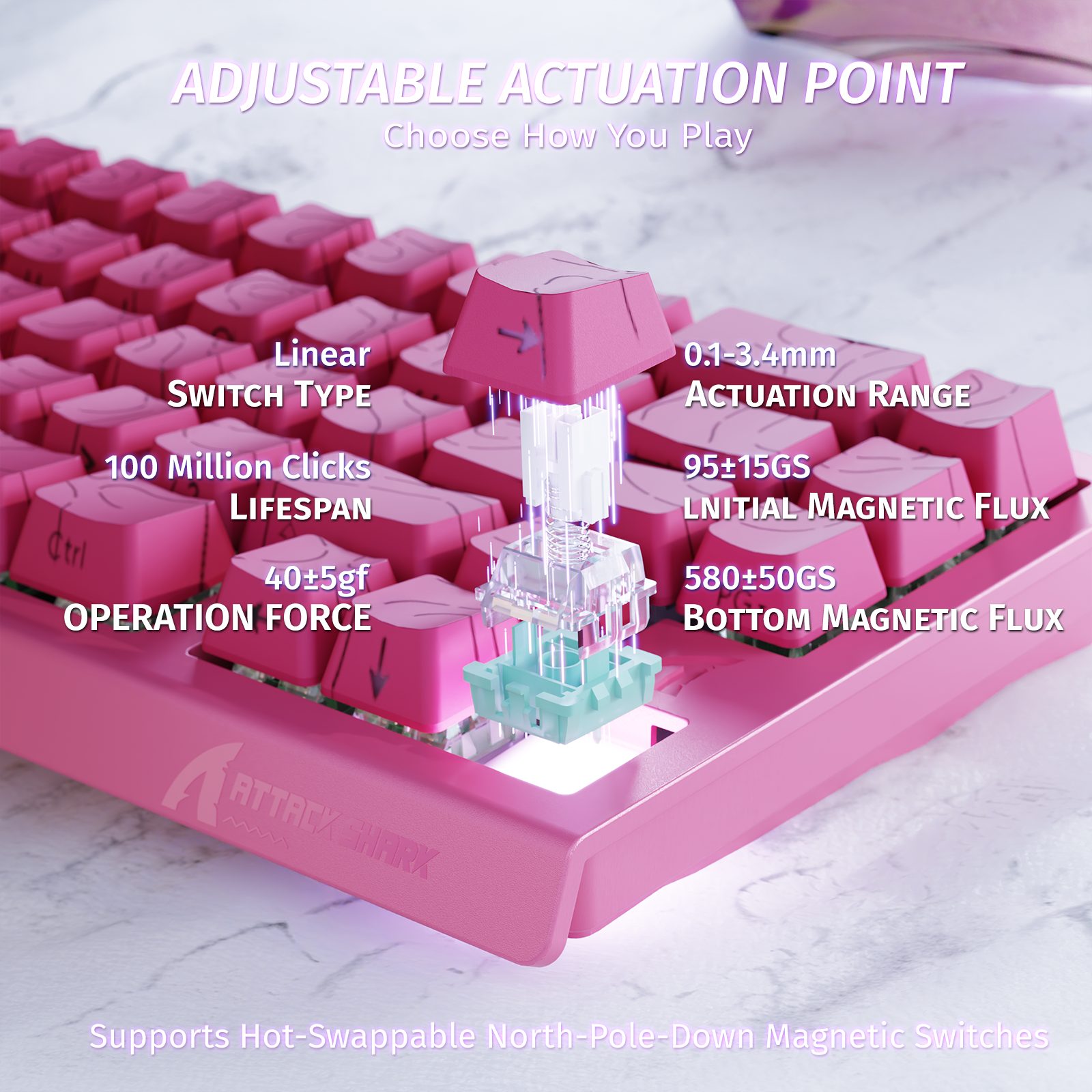 ATTACK SHARK X68 HE Teclado de Disparo Rápido con Interruptor Magnético