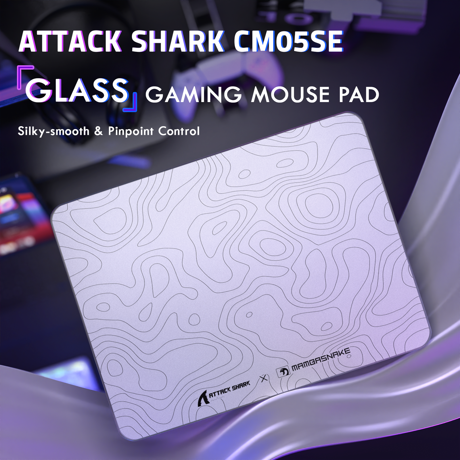 Alfombrilla de ratón para juegos ATTACK SHARK CM05 de vidrio templado