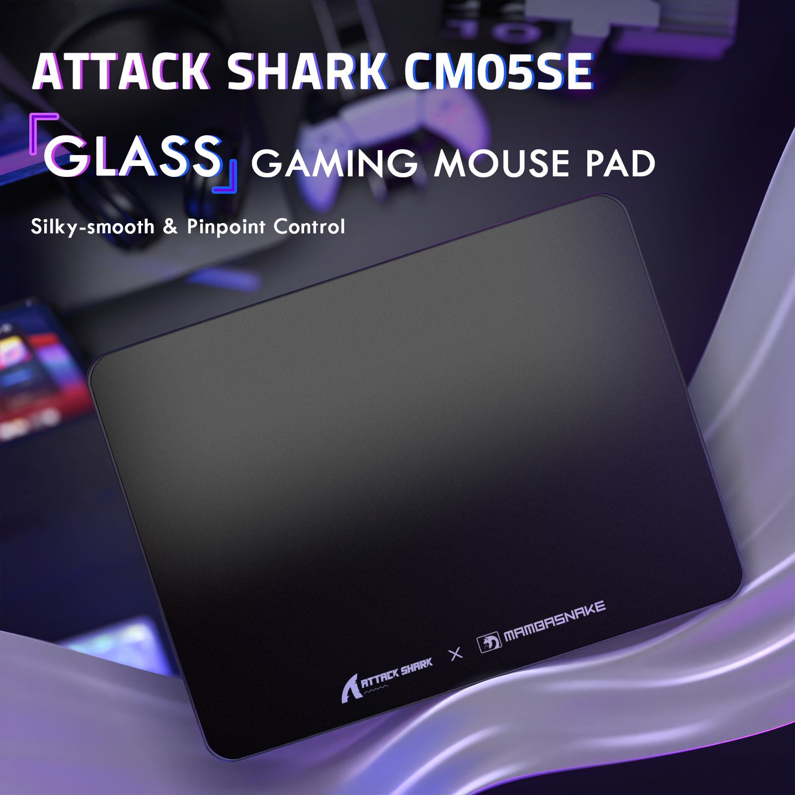 Alfombrilla de ratón para juegos ATTACK SHARK CM05 de vidrio templado