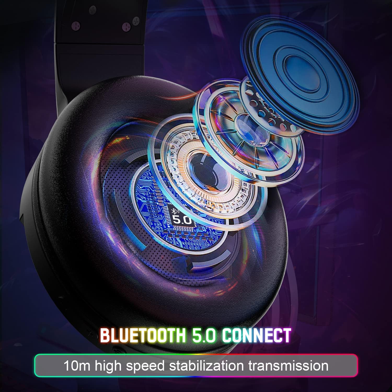 SH33 wireless headset speaker driver with Bluetooth 5.0 technology and colorful design