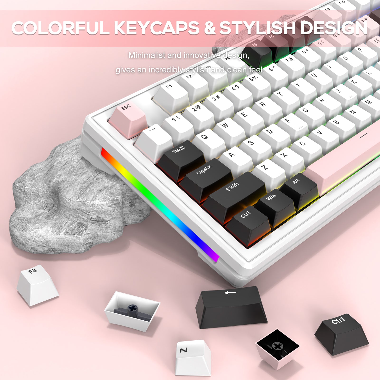 Attack Shark M87 keyboard with colorful keycaps and stylish gradient design.