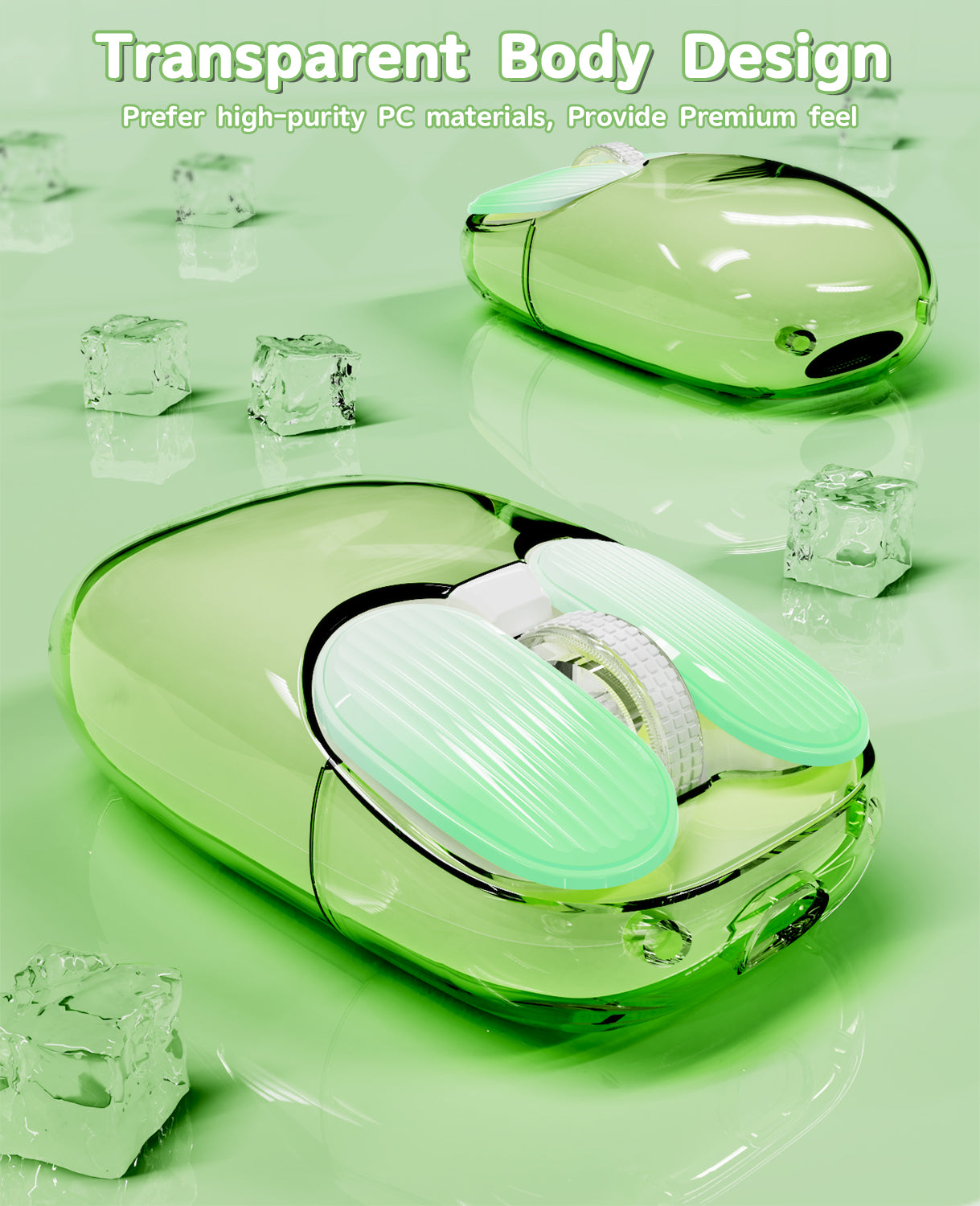 Transparent green Attack Shark I069 Mini Wireless Mouse with premium design.