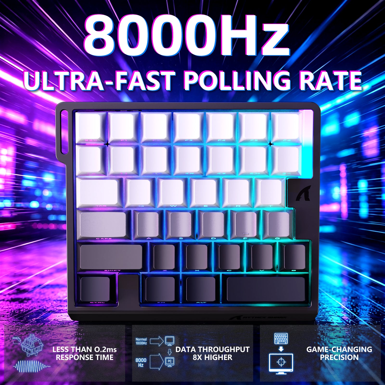 Teclado con interruptor magnético de una mano ATTACK SHARK M36 HE y cable aviador LED ULTRA C01