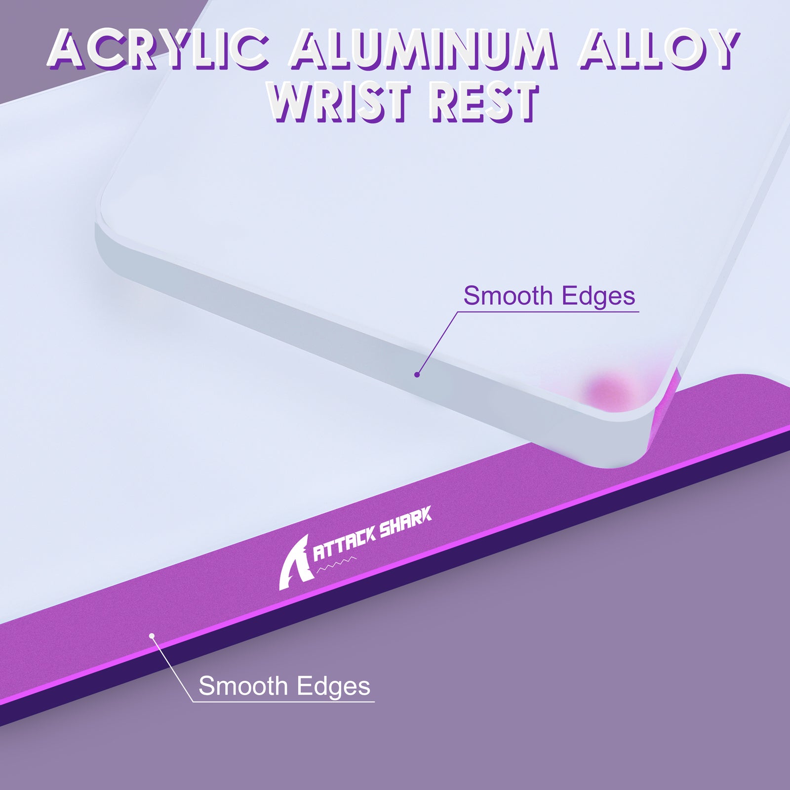 Acrylic aluminum alloy wrist rest with smooth edges by Attack Shark.