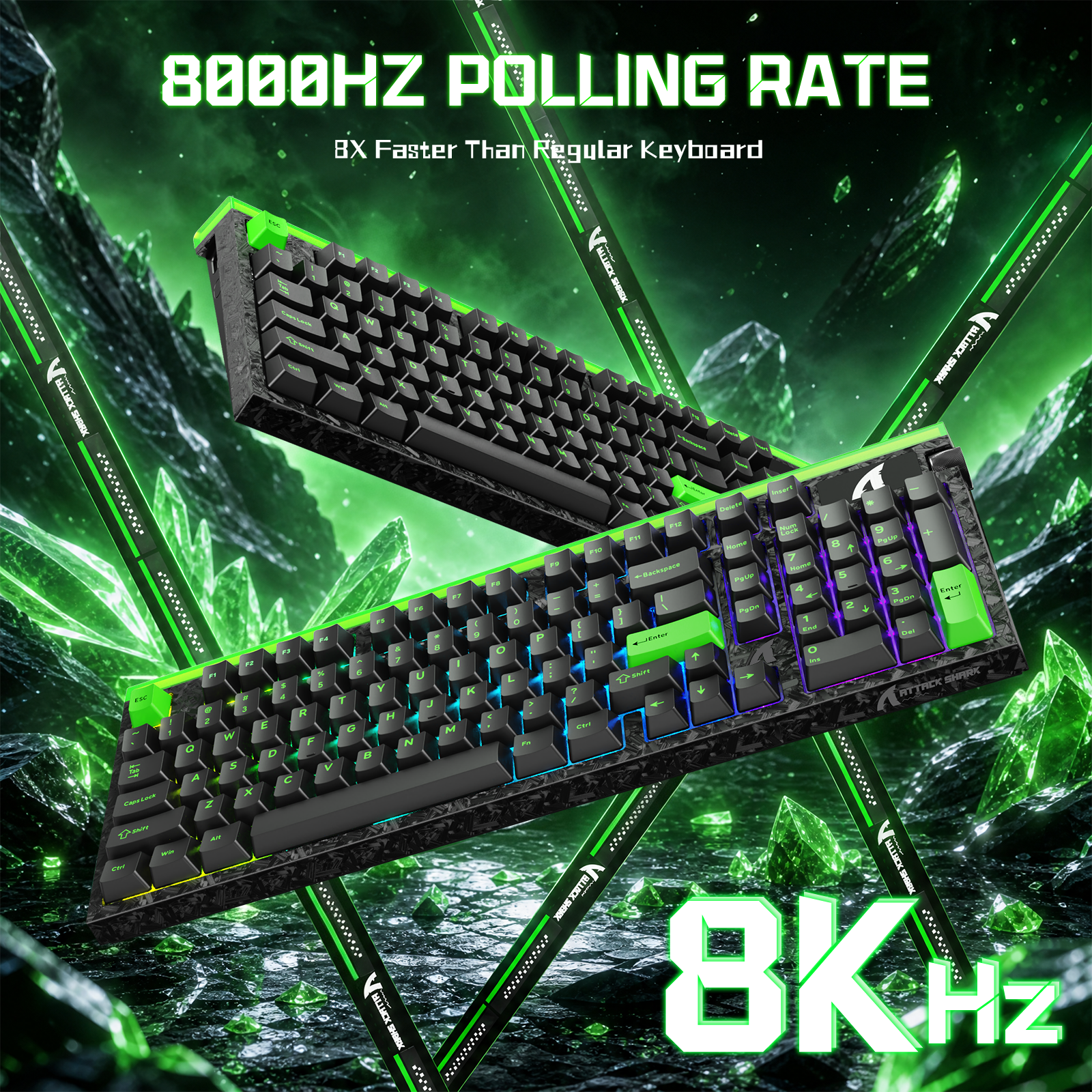 Teclado con cable ATTACK SHARK R98 HE de fibra de carbono, gatillo rápido, interruptor magnético y cable en espiral C01 Ultra RGB
