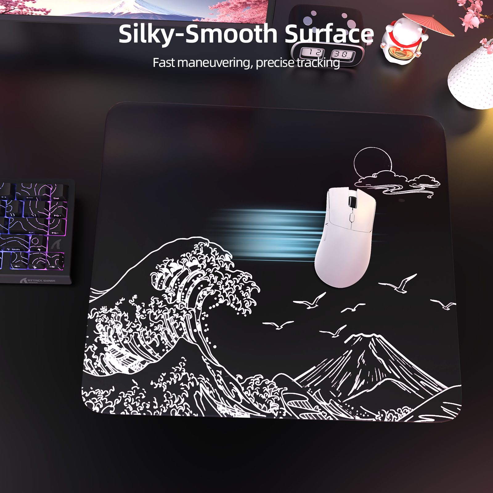 Alfombrilla de ratón para juegos ATTACK SHARK CM05 de vidrio templado