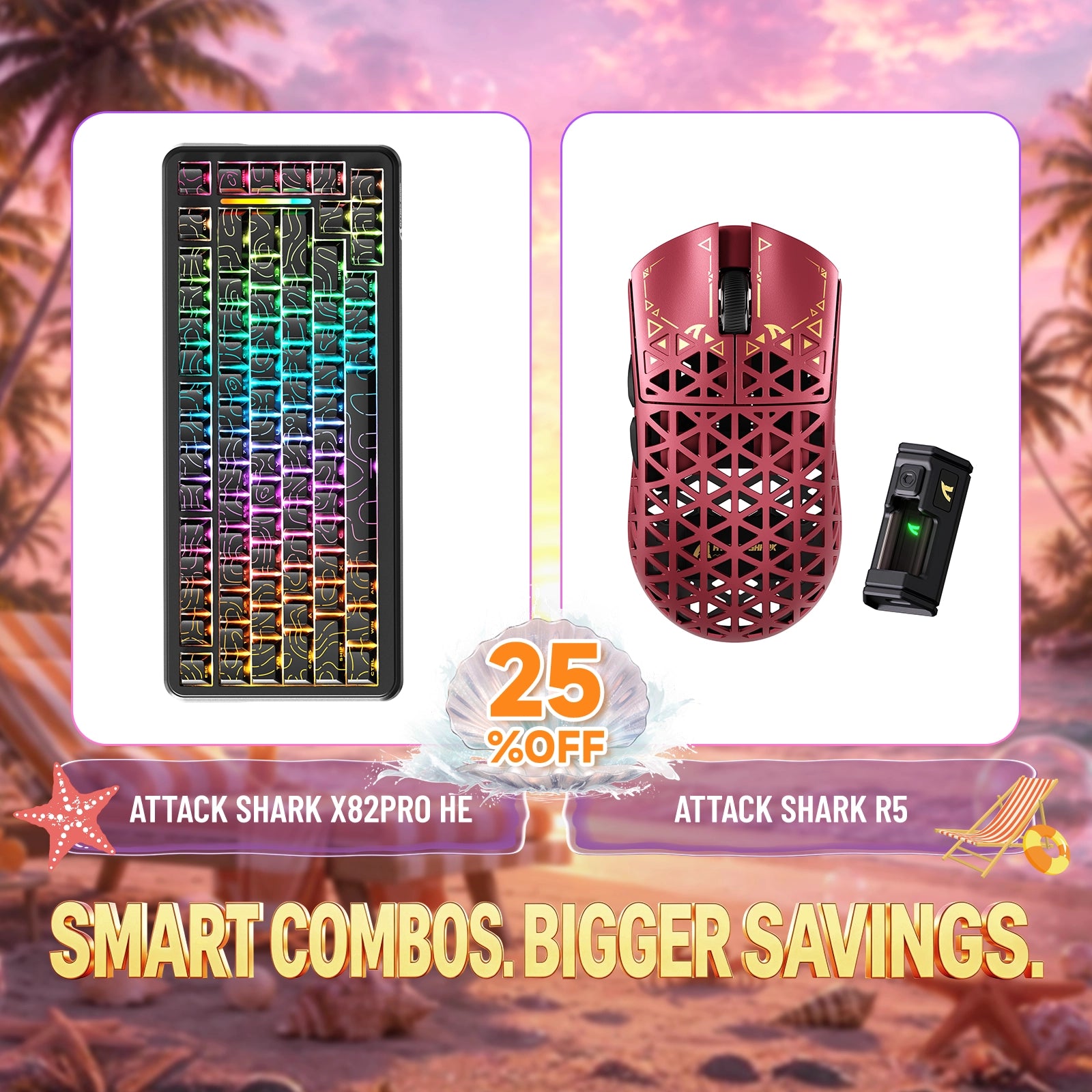 Paquete ATTACK SHARK X82PRO HE teclado Rapid Trigger + ratón para juegos inalámbrico de fibra de carbono R5