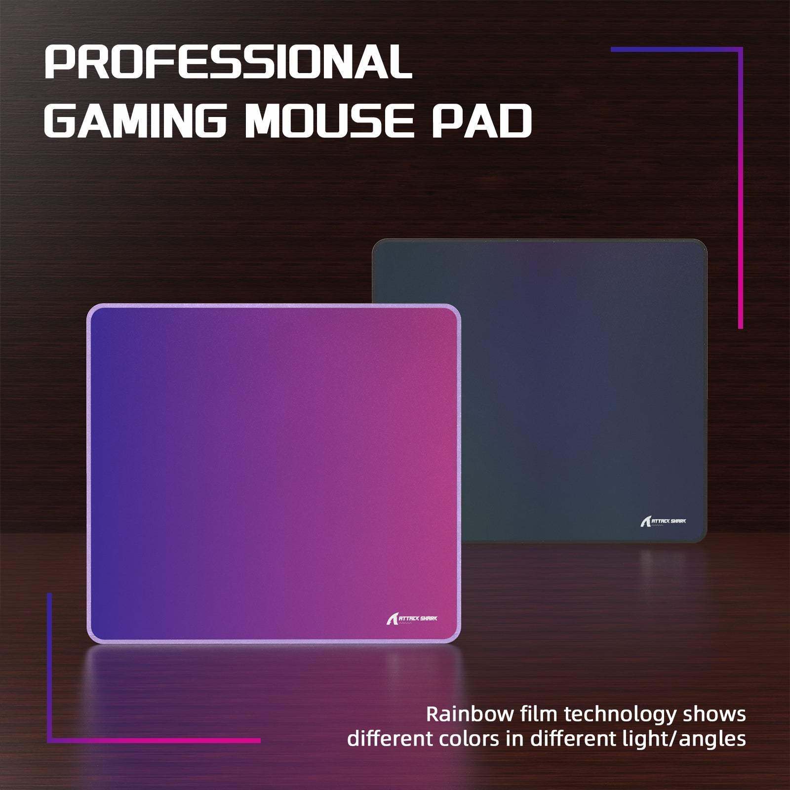 Attack Shark CM03 gaming mouse pad with rainbow film technology revealing vivid colors