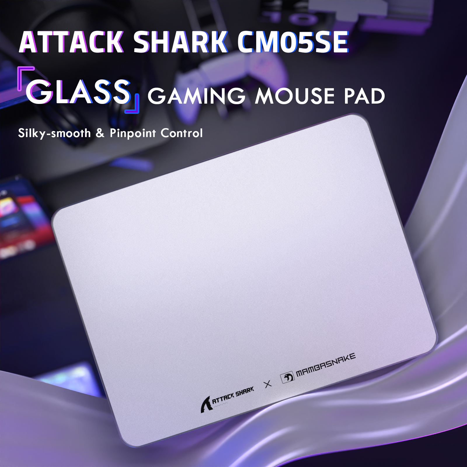 Alfombrilla de ratón para juegos ATTACK SHARK CM05 de vidrio templado