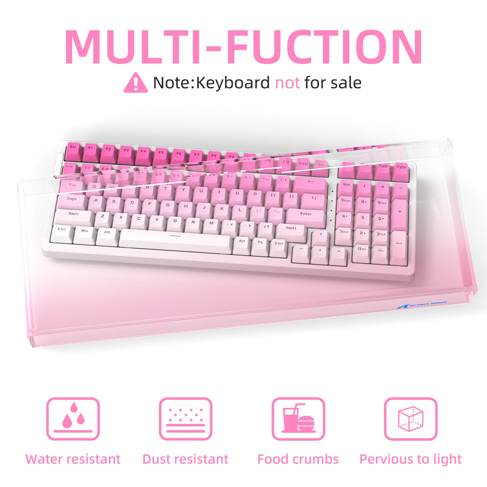 Pink acrylic keyboard cover with protection icons for 98 keys keyboard.