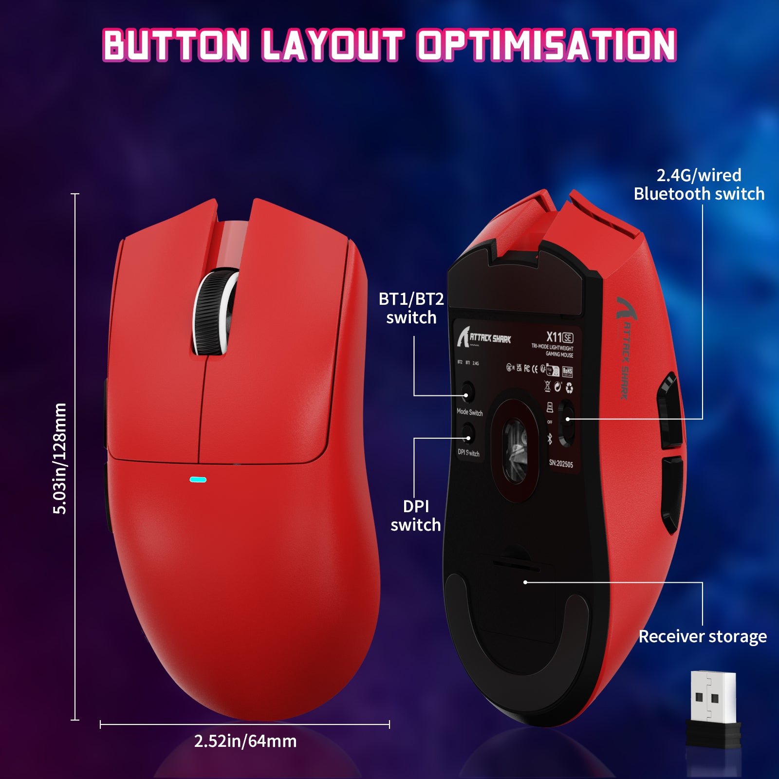 Ratón inalámbrico para juegos ATTACK SHARK X11SE