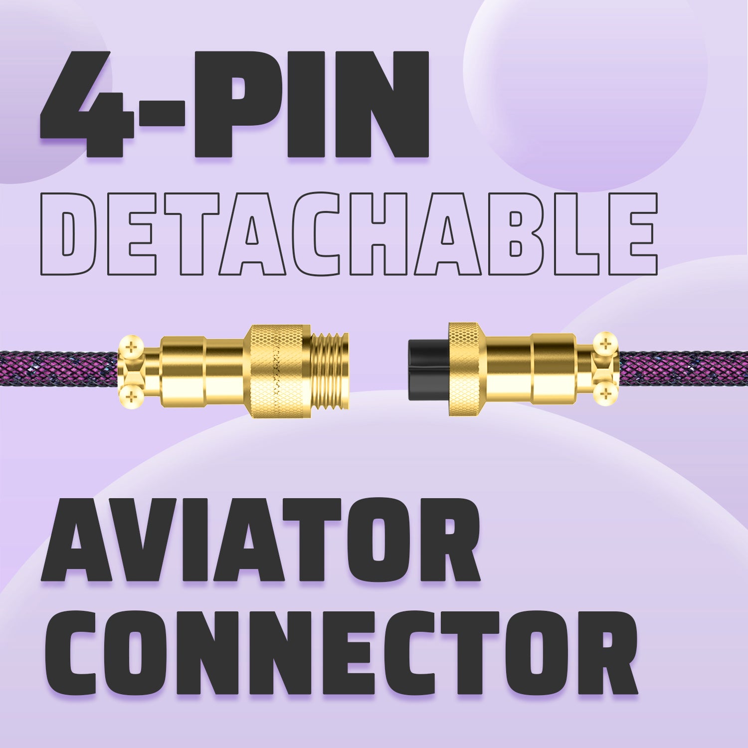 4-pin detachable aviator connector with gold plating for USB-C keyboard cable