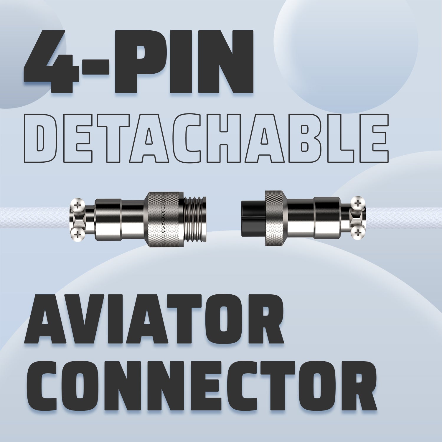 Detachable 4-pin aviator connector featuring a durable metal design.