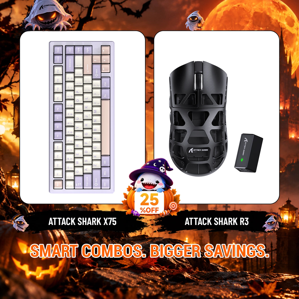 Paquete ATTACK SHARK X75 teclado de aluminio completo + ratón para juegos de aleación de magnesio R3