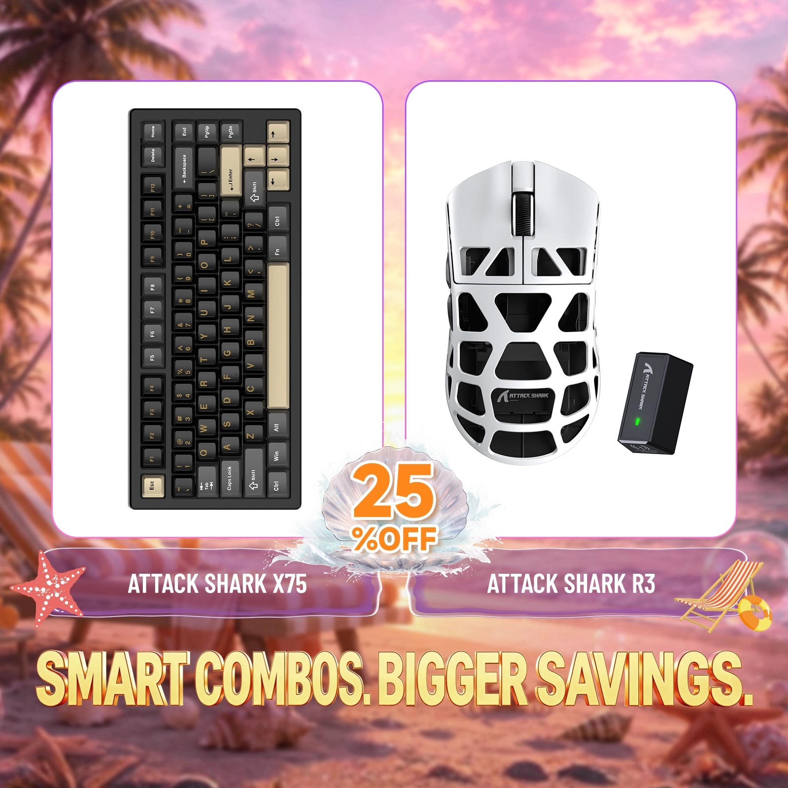 Paquete ATTACK SHARK X75 teclado de aluminio completo + ratón para juegos de aleación de magnesio R3