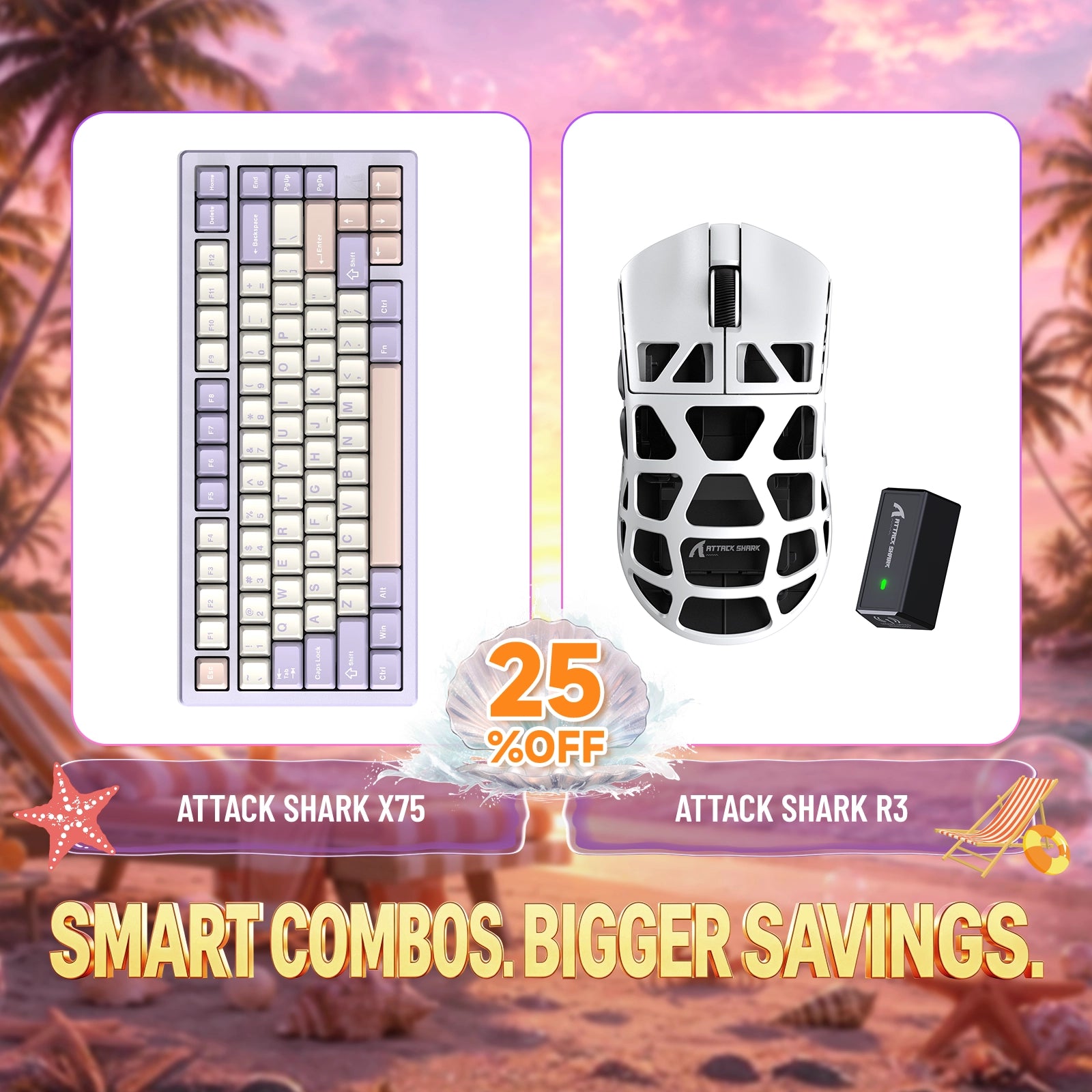 Paquete ATTACK SHARK X75 teclado de aluminio completo + ratón para juegos de aleación de magnesio R3