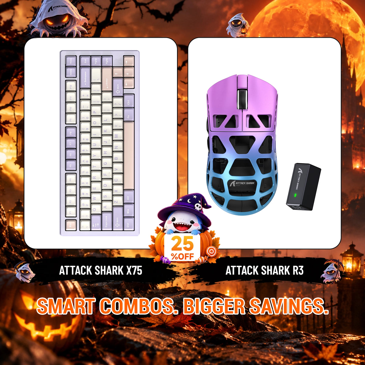 Paquete ATTACK SHARK X75 teclado de aluminio completo + ratón para juegos de aleación de magnesio R3