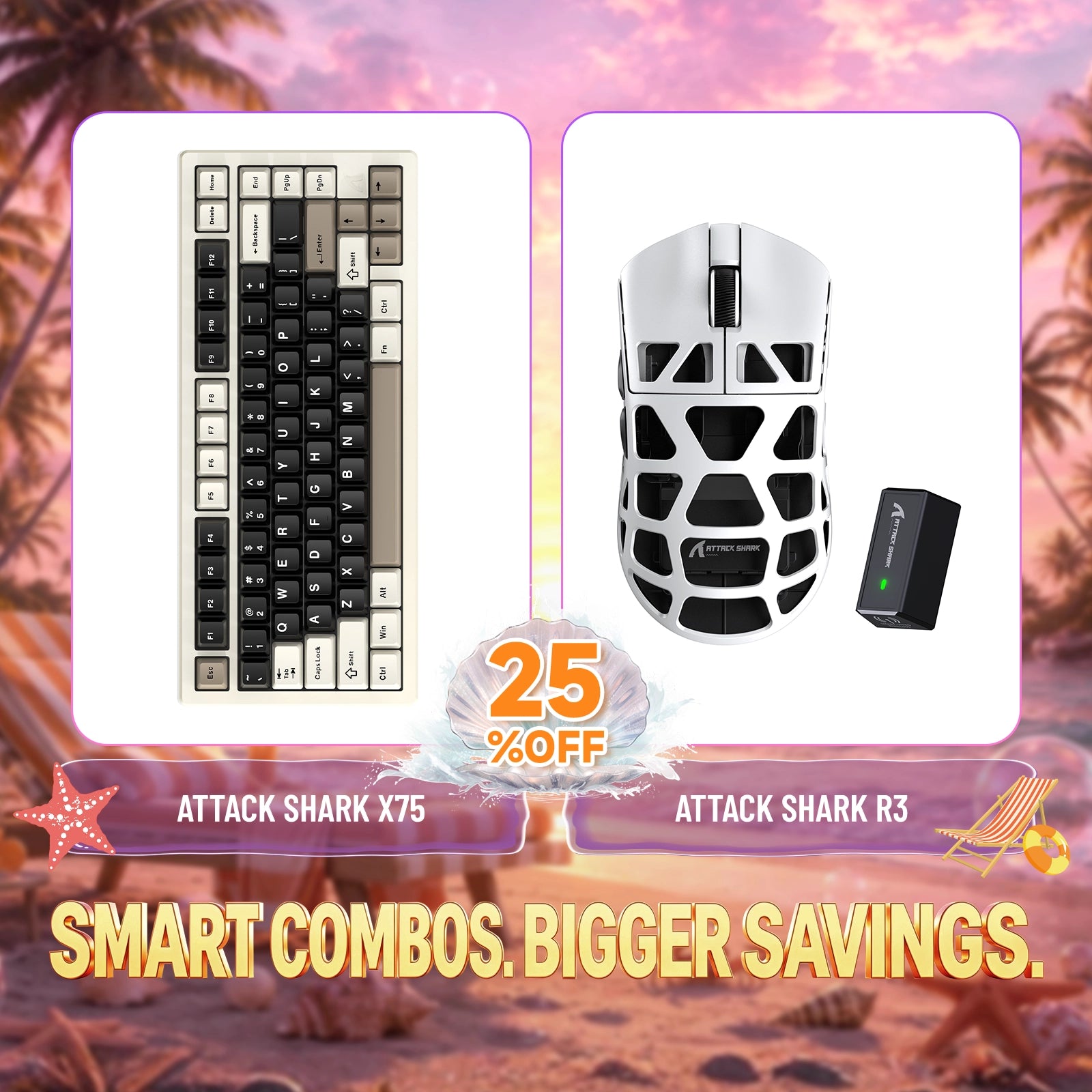Paquete ATTACK SHARK X75 teclado de aluminio completo + ratón para juegos de aleación de magnesio R3