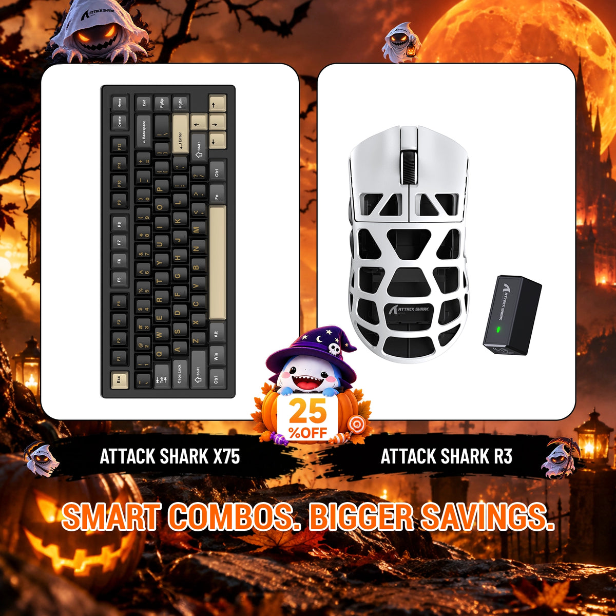 Paquete ATTACK SHARK X75 teclado de aluminio completo + ratón para juegos de aleación de magnesio R3