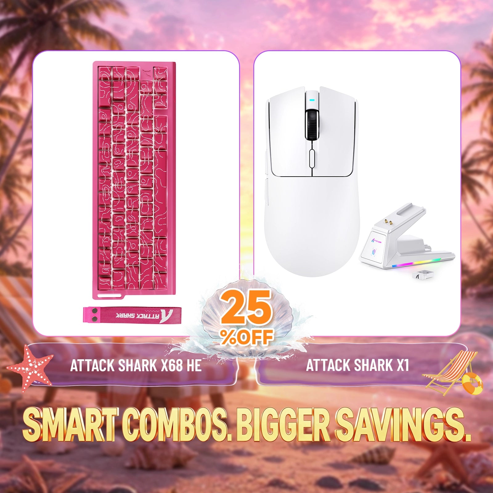 Paquete ATTACK SHARK X68HE teclado Rapid Trigger + ratón para juegos inalámbrico X1