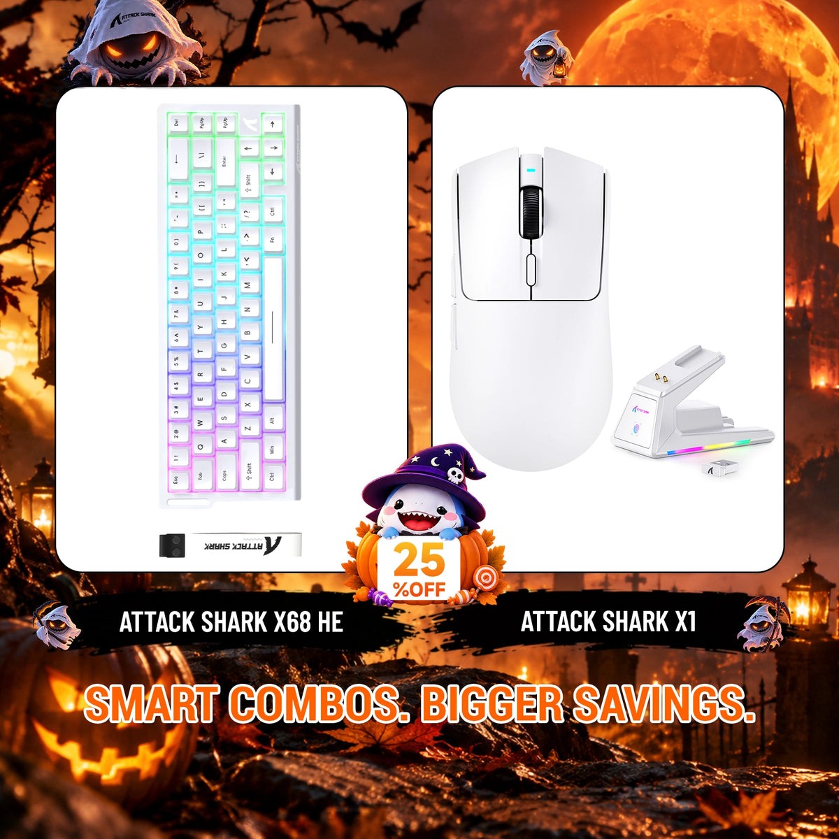 Paquete ATTACK SHARK X68HE teclado Rapid Trigger + ratón para juegos inalámbrico X1