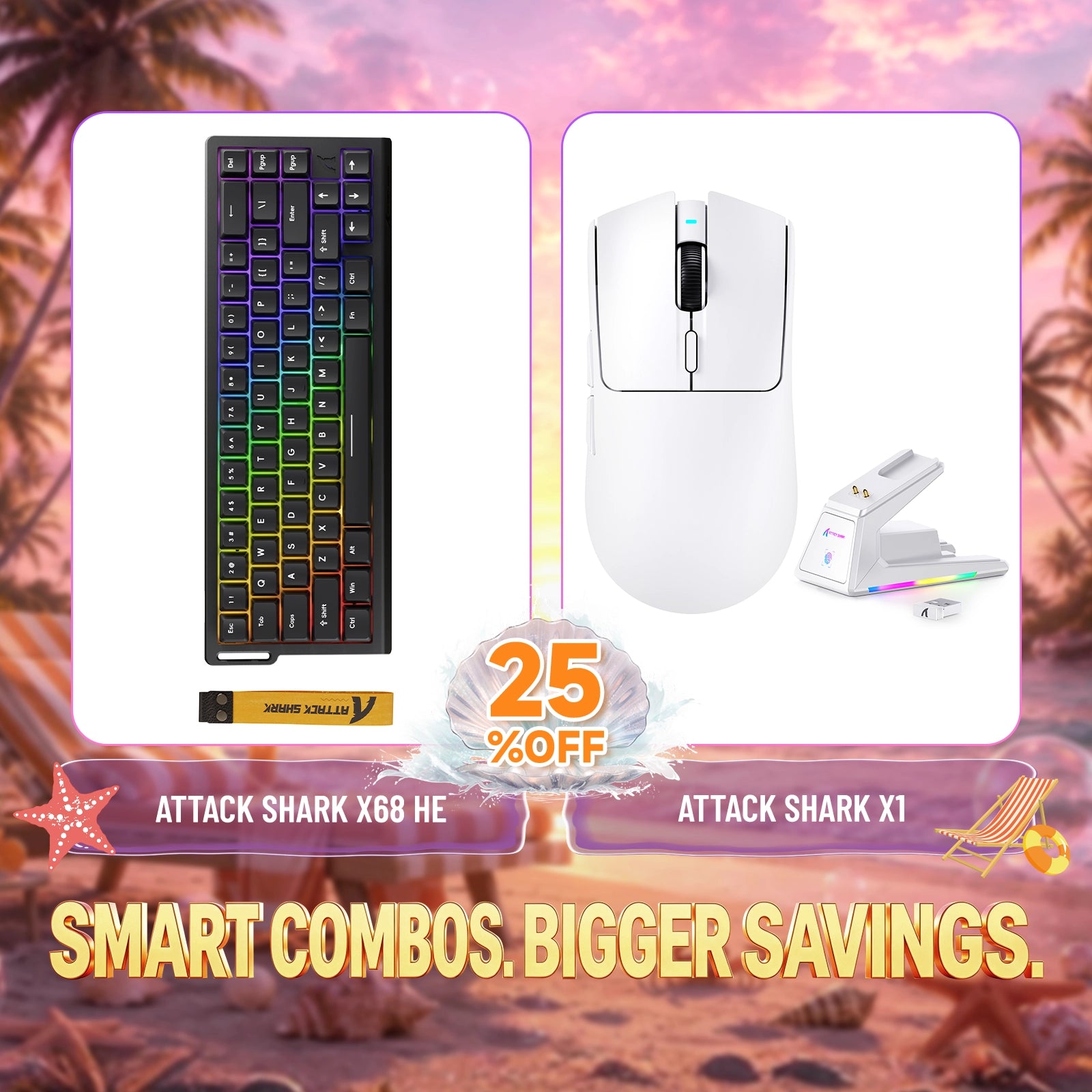 Paquete ATTACK SHARK X68HE teclado Rapid Trigger + ratón para juegos inalámbrico X1