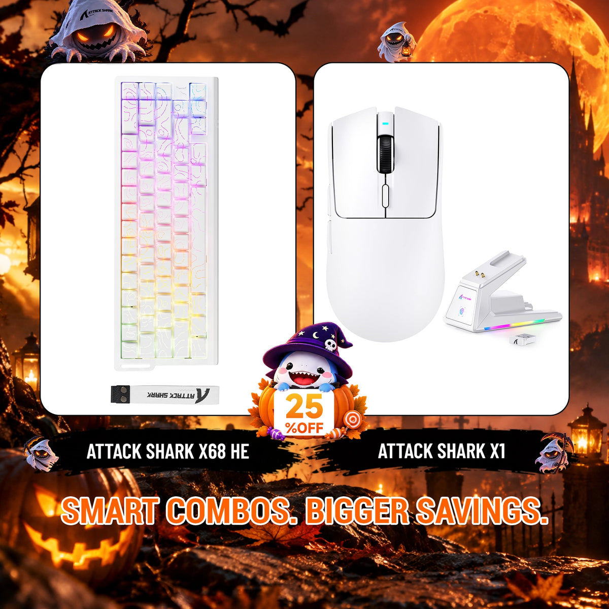 Paquete ATTACK SHARK X68HE teclado Rapid Trigger + ratón para juegos inalámbrico X1