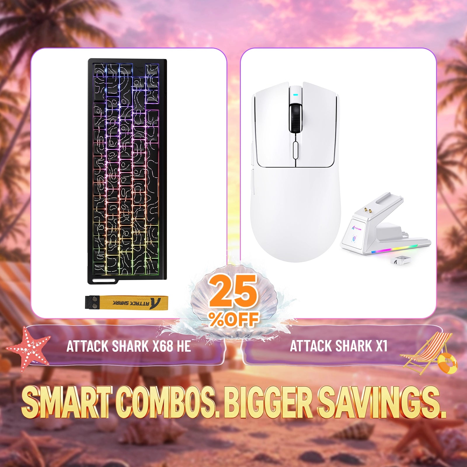 Paquete ATTACK SHARK X68HE teclado Rapid Trigger + ratón para juegos inalámbrico X1