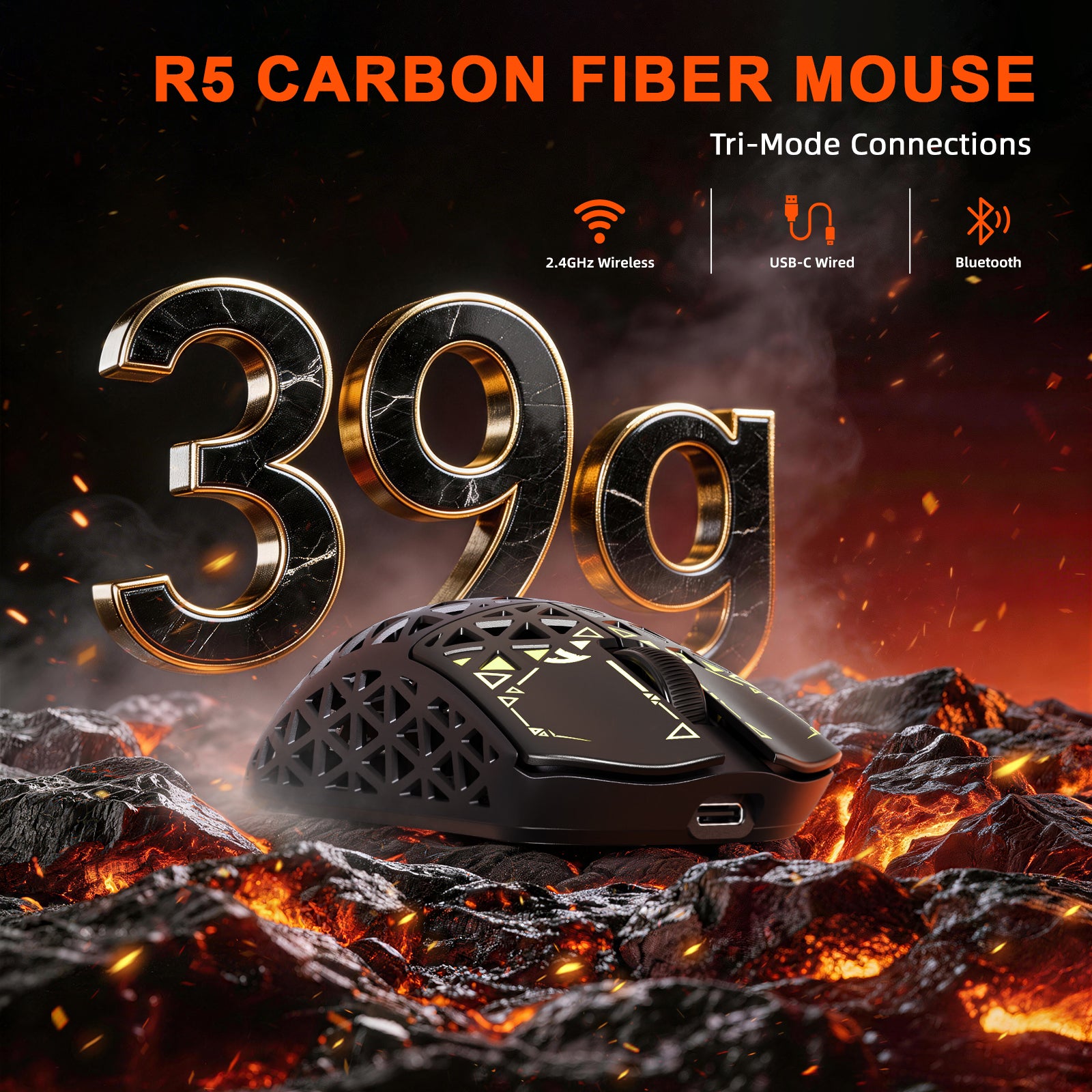 Paquete gaming ATTACK SHARK R68 HE & R5 ULTRA de fibra de carbono
