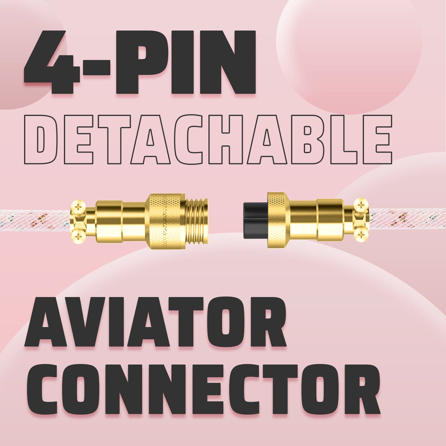 4-pin detachable aviator connector with gold plating for USB-C keyboard cable