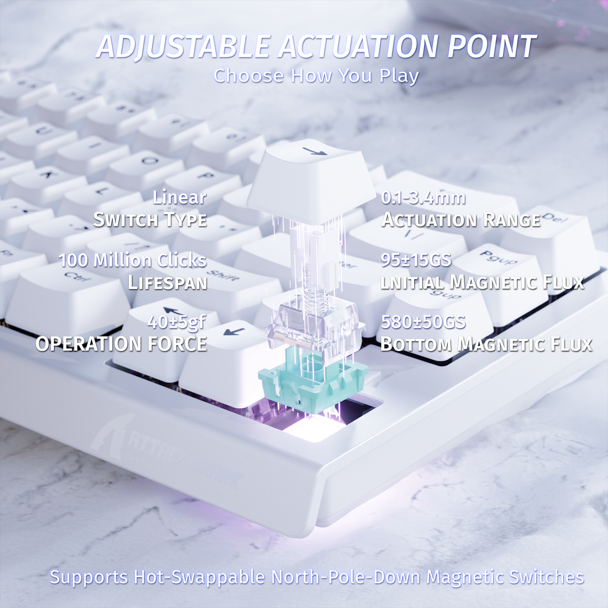 ATTACK SHARK X68 HE Teclado de Disparo Rápido con Interruptor Magnético