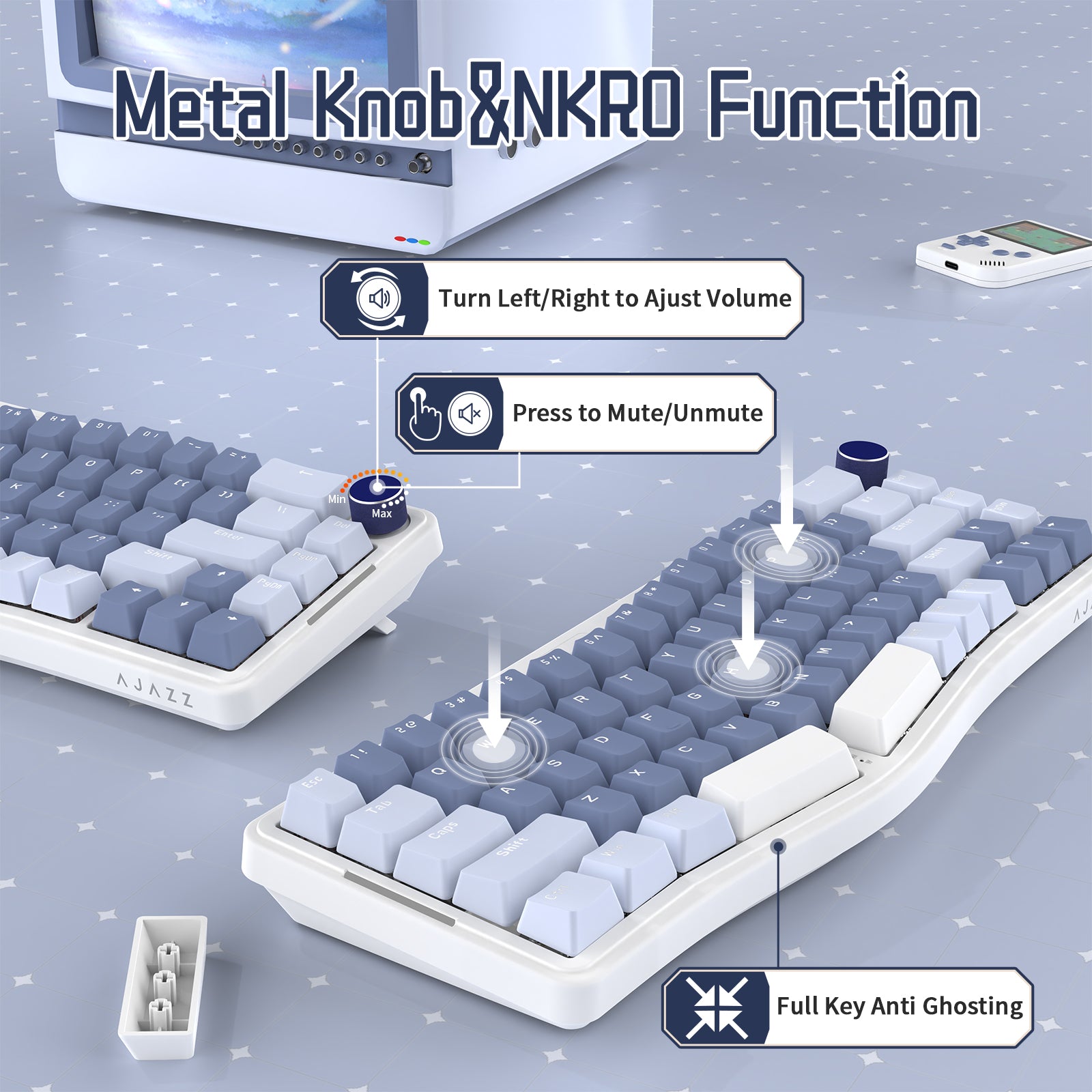 AKS068 Alice Mechanical Keyboard with metal volume knob and NKRO function.