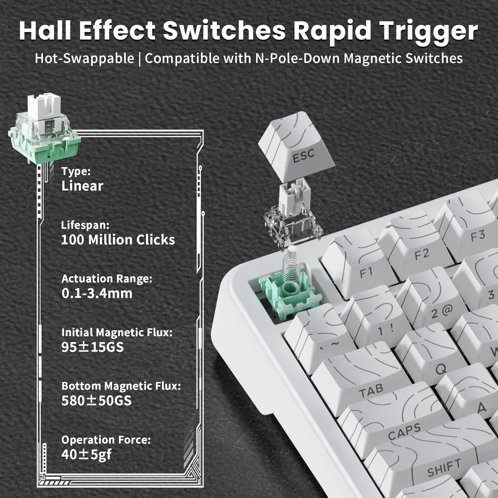 Teclado magnético ATTACK SHARK X82PRO HE con cable en espiral C01Ultra RGB