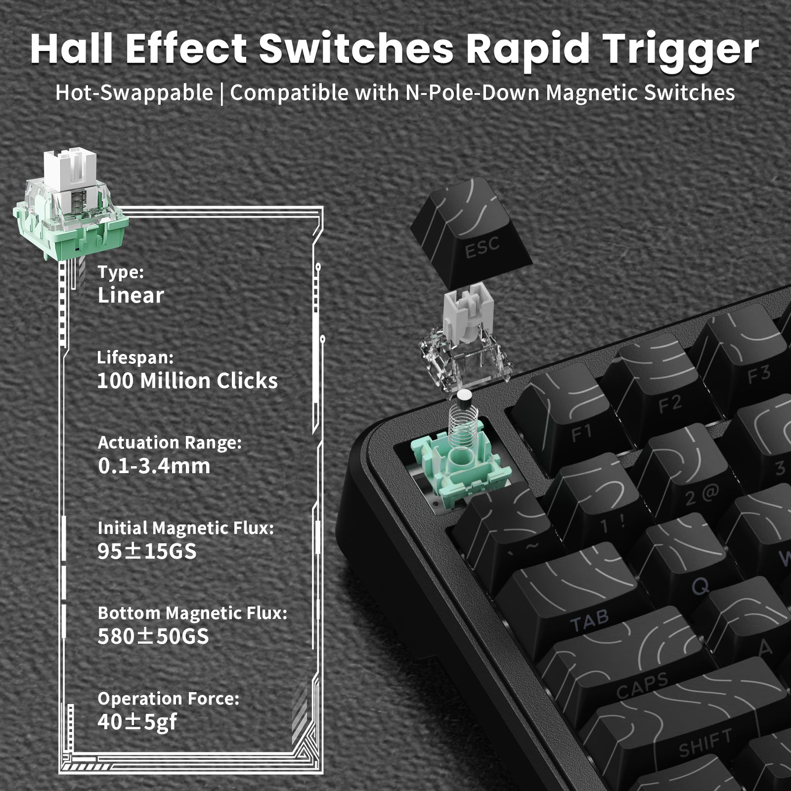 Teclado magnético ATTACK SHARK X82PRO HE con cable en espiral C01Ultra RGB